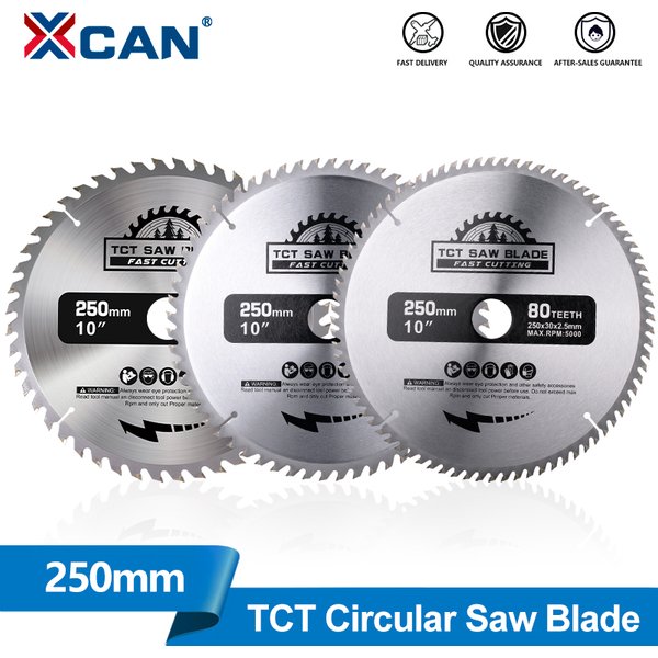 Lame de scie circulaire XCAN 10 pouces (250 mm) en carbure TCT, alésage 30 mm, disque de coupe pour bois 40/48/60/80 dents, lame de scie pour le travail du bois