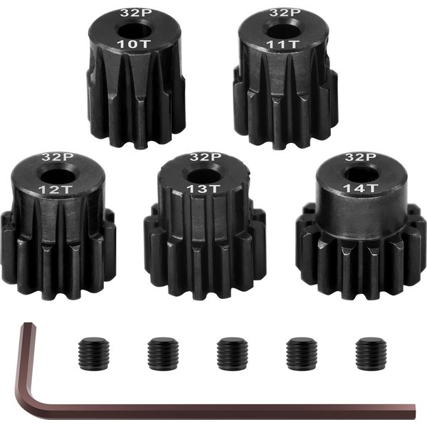 5 Stück Stahl gehärtete 32P Ritzel 10T 11T 12T 13T 14T 3,175 mm Welle für Traxxas Arrma HSP HPI AXIAL Tamiya Losi 1/10 RC Auto