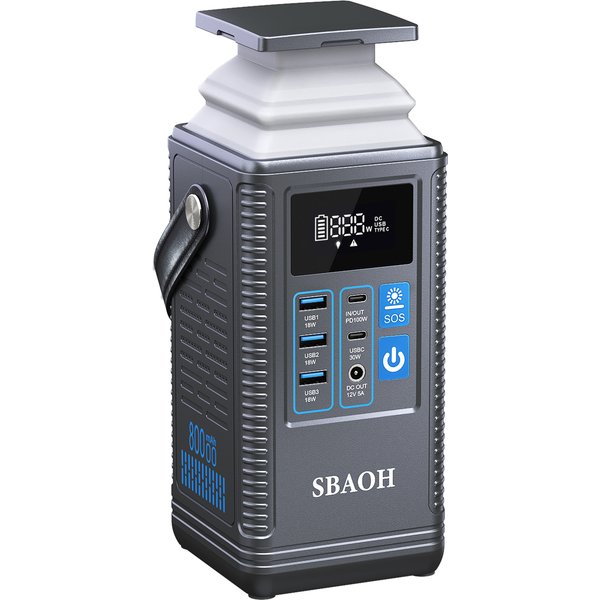 Batterie externe PD 100W 296Wh Lithium-Ion 80000mAh, générateur solaire pour le camping, station d'alimentation portable, lumière LED