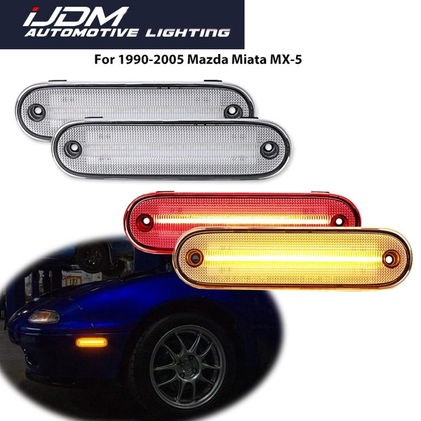 Blanc ambre rouge LED pare-chocs côté marqueur clignotants feux de conduite pour 1990-1997 Mazda Miata et pour 1999-2005 Mazda MX-5