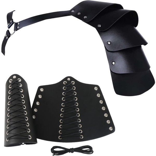 Armure Médiévale en Cuir PU Noir SFP pour Homme, Costume de Cosplay de oral alier Viking, Accessoires Renaissance