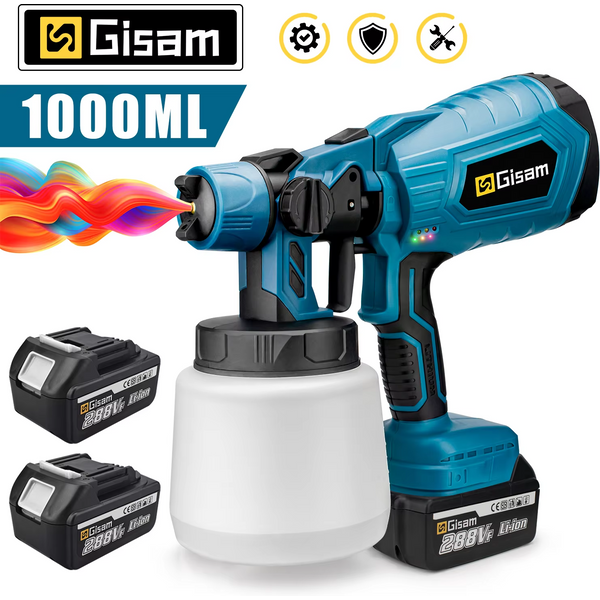 1000ML bezprzewodowy elektryczny pistolet natryskowy potężny opryskiwacz HVLP do farb meble samochodowe powłoka stalowa aerograf do akumulatora Makita 18V Pin