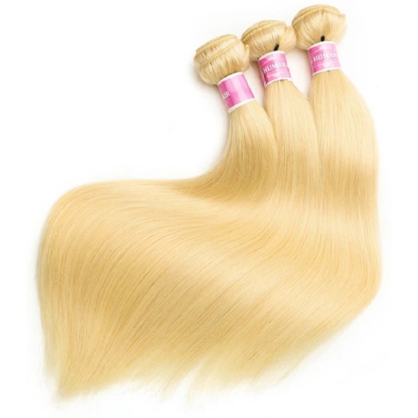 36 38 40 Zoll Blonde Glatte Echthaar-Bündel 613 Gefärbte Remy Rohhaar-Bündel 1/3/4 Stück Glatte Haarverlängerungen