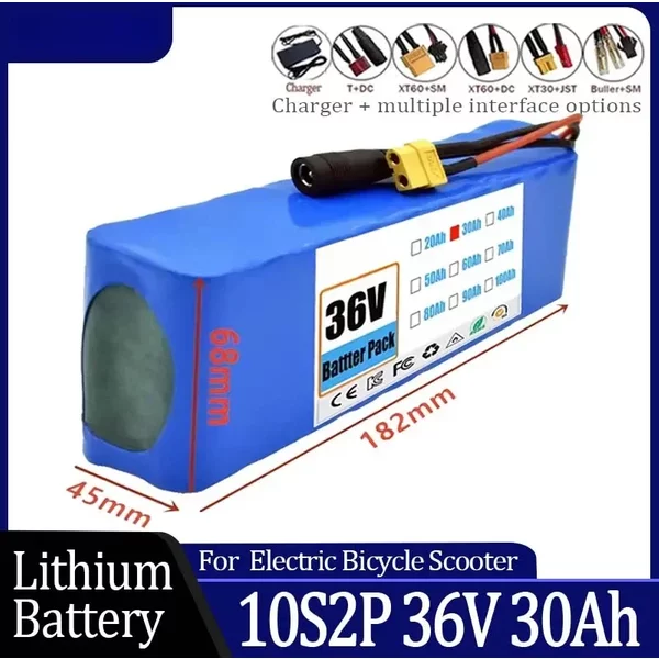 10S2P 36V 30000mAh 18650 Lithium-Ionen-Akku 1000W Hochleistungs- und Hochkapazitäts-36V-Motorrad-Roller-Akku