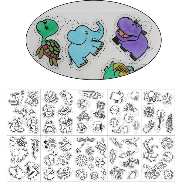 10Pc Heat Shrink Plastic Sheets Shrinky Art Paper with Pattern for creative Craft Keychains Kids DIY Toys Jewelry Earring Making