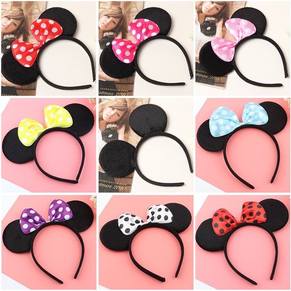 Bandeau Mickey Minnie pour petites filles - Accessoires de fête pour enfants - Bandeau d'oreille pour enfants pour Halloween - Anniversaire - Noël