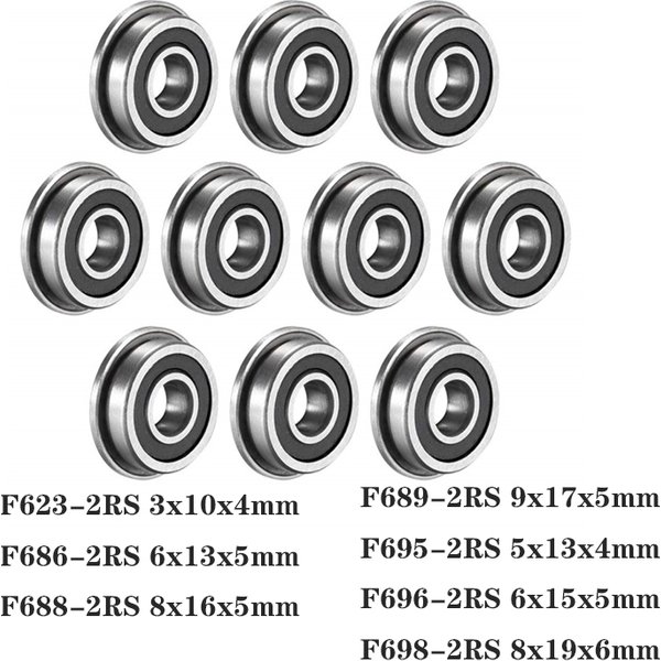 10 pièces F623 F686 F688 F689 F695 F696 F698 -2RS portant 5x13x4mm roulements à billes miniatures à gorge profonde à bride pour imprimante 3D VORON
