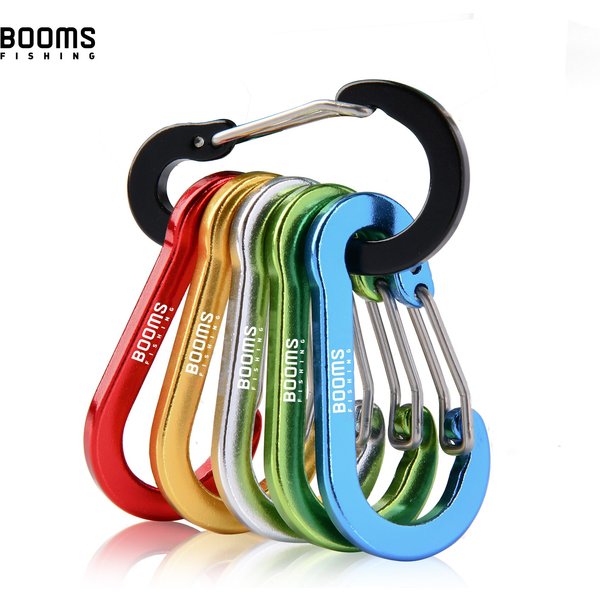 Booms Fishing CC1 6Pcs Aluminum Alloy Carabiner Keychain Outdoor Camping Climbing Snap Clip Lock Buckle Hook Fishing Accessories
