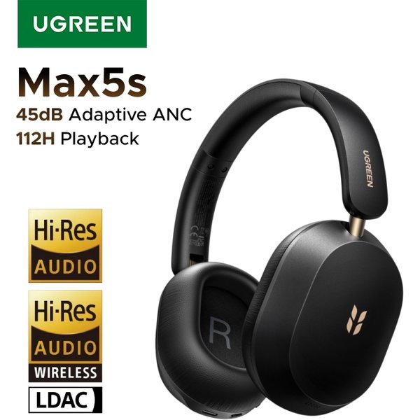 Nouveaux écouteurs sans fil Bluetooth supra-auriculaires UGREEN Max5s 2026, avec réduction de bruit hybride ANC de 45 dB et autonomie de 112 heures