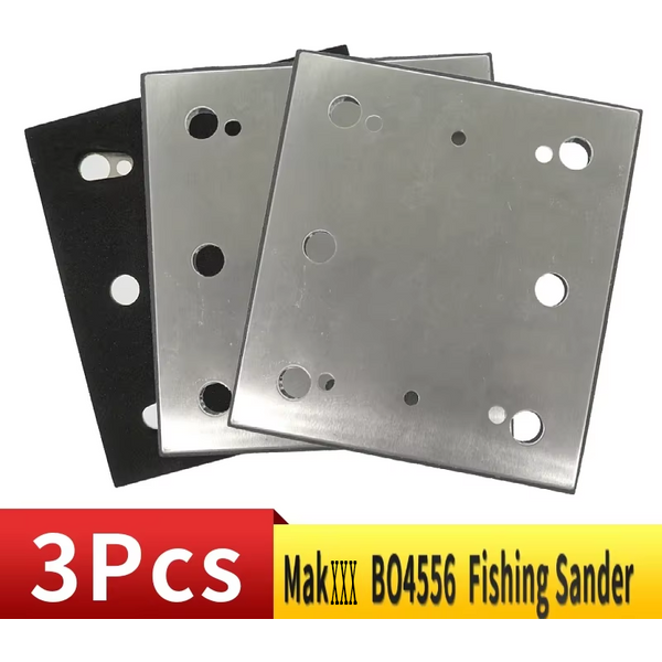 Lot de 3 Plaques de Support de Ponceuse de Finition 100*110mm, 1/4 de Feuille, avec Fixation PSA, pour Makita 158324-9 BO4556