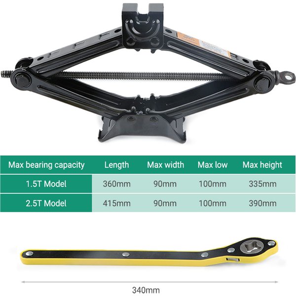 Cricets à ciseaux manuels mécaniques avec Base stabilisatrice et clé à cliquet pour remplacement de pneus de voiture/SUV et réparation d'urgence en bord de route