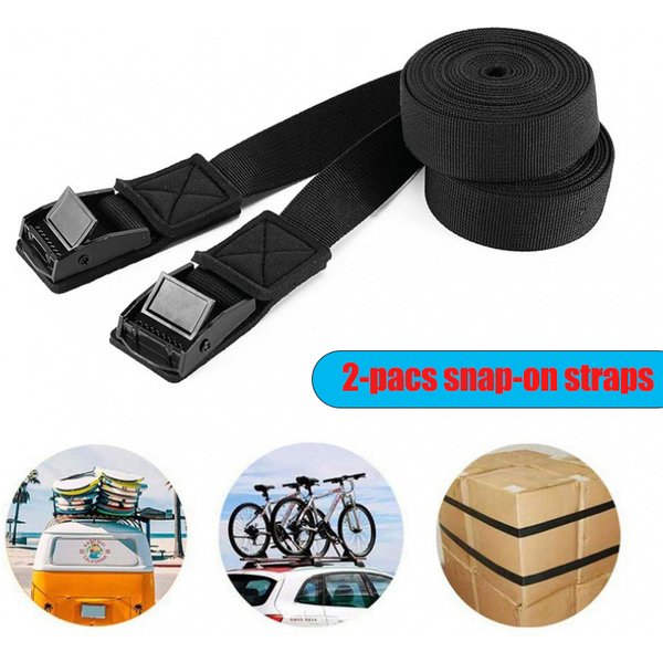 Sangle de Bagages Noire à Cliquet avec Structure D.lique, 2 Pièces, 2/3/4/5m x 2.5cm, Nouveau, Livraison Directe