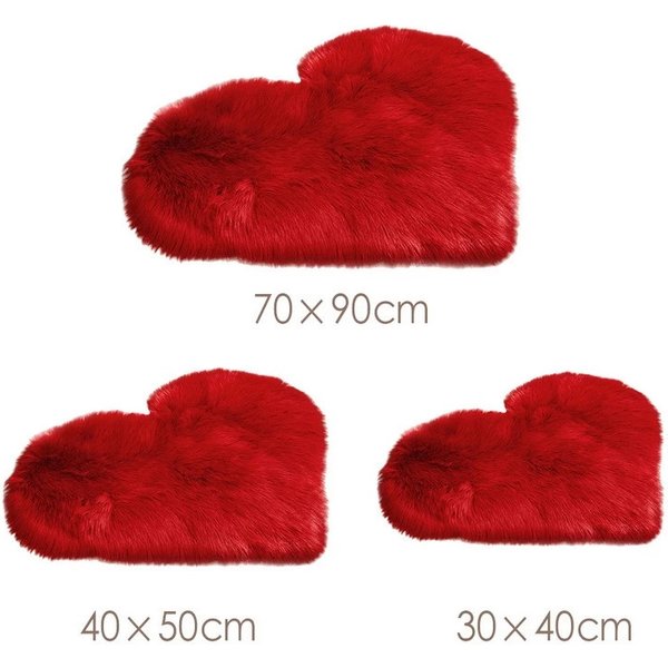 Furry Solid Color Heart Rug Bedroom Bedside Floor Cushion Living Room Coffee Table Mat Fashion Home Decor Anti-Slip Carpets