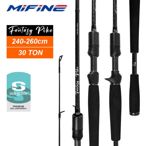 MIFINE FANTASY PIKE Angelruten Spinning Baitcasting 30T 2,4M/2,6M 5-20g/10-30g/20-60g/30-120g Forellen-Angelruten mit Tubular-Spitzen