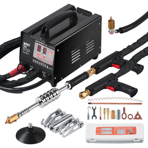 SucceBuy Punktschweißgerät Dent Puller 3 kW Bolzenschweißgerät Dent Repair Kit mit 2 Schweißpistolen Auto Body Spot Welding Repair Machine für Auto