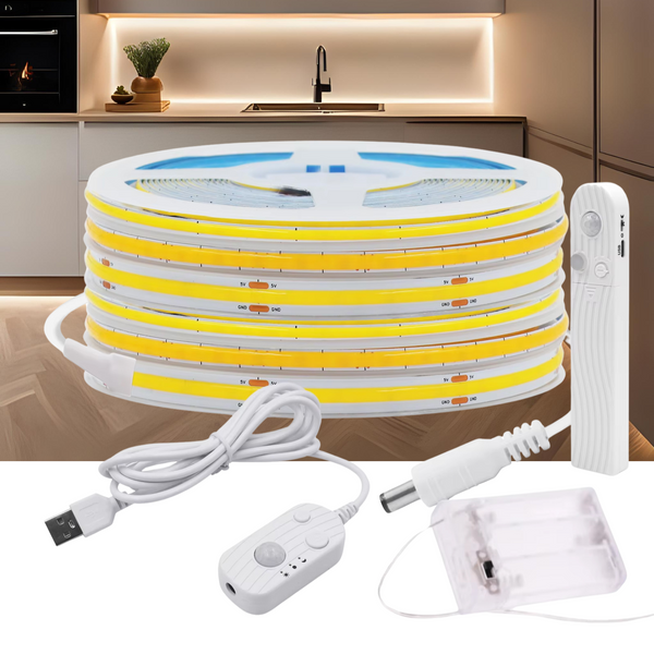 3MM 5MM 8MM COB LED Streifen 5V 320LEDs/m PIR Motion Sensor Flexible Band USB/Batterie Betrieben Unter Schrank Küche Beleuchtung Streifen