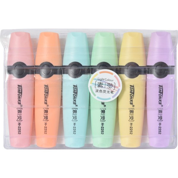 6 Pcs/set Highlighter Pastel Colors Chisel Tip Marker Pen Flat Single Head Light Color Oblique Drawing Fluorescent Pen Markers