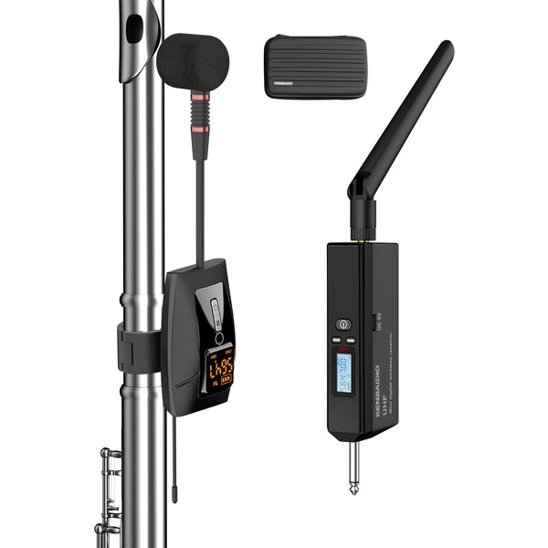KENBAIDIO U-740 UHF Drahtloses Flötenmikrofon, 60 m Reichweite mit Rohrinstrumenten-Clip, ideal für Flöte, Piccolo