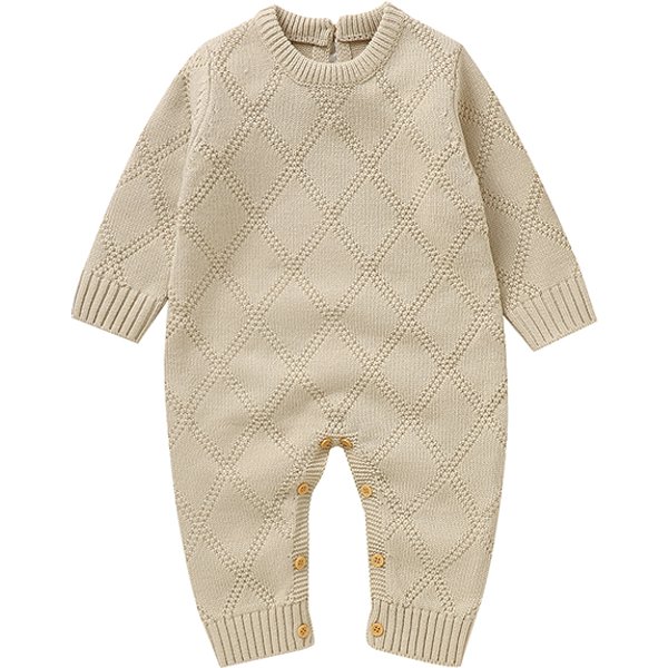 Einfarbig Diamant gestrickt Acryl Langarm 1-18 Monate Neugeborene Baby Jungen & Mädchen Frühling & Herbst Strampler Overall Body