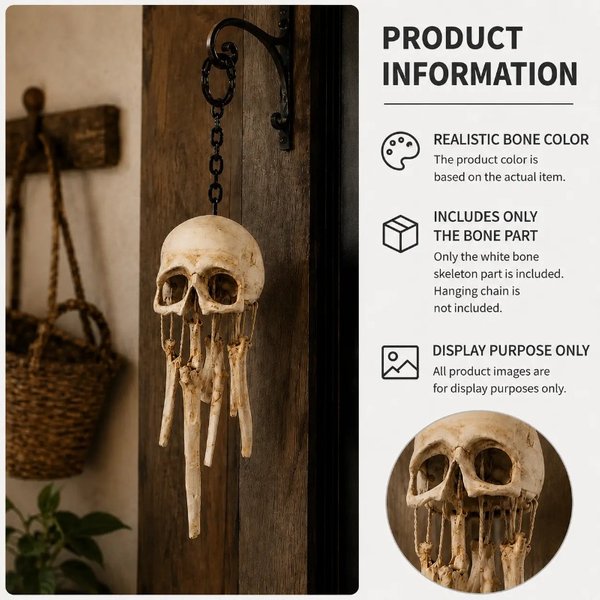 3D-gedrucktes hängendes Totenkopf-Ornament, realistisches Skelett-Dekor, Halloween-Party, Spukhaus, gruselige Wanddekoration, Geschenk