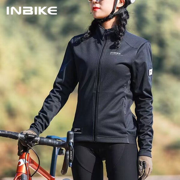 INBIKE 2024 Damen Fahrradjacken Winter Thermo-Softshell-Jacke Windbreaker für Frauen Winddichte Fahrradbekleidung mit Taschen