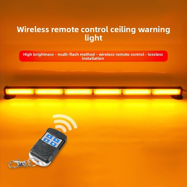 Yellow Bright 12V Car Strobe Light Long Ceiling Type Car COB Flash Light
