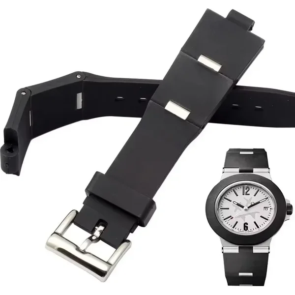 Schwarzes Silikonarmband aus Gummi für Bvlgari-Uhren, mit Aussparung, 22 x 8 mm, 24 x 8 mm, DP42C14SVDGMT, Uhrenarmband für Herren- und Damenuhren.