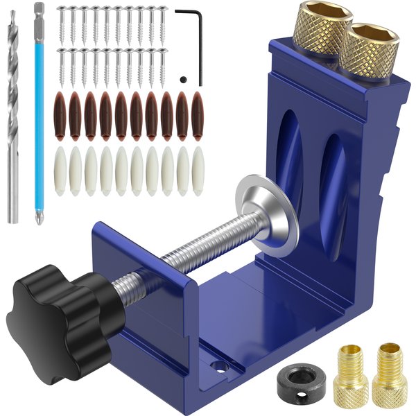 Localisateur de Trous Obliques, Mèches de Positionneur de Travail de Calcul, Kit de Gabarit de Trou de Poche, Guide de Perçage d'Angle Résistant, Ensemble d'Outils de Menuiserie, 15 Pièces
