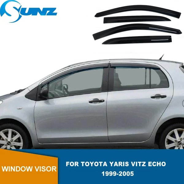Pare-soleil latéral pour Toyota Yaris Vitz Echo Platz 1999 2000 2001 2002 2003 2004 2005 Noir Protection contre la pluie Déflecteurs de vent SUNZ