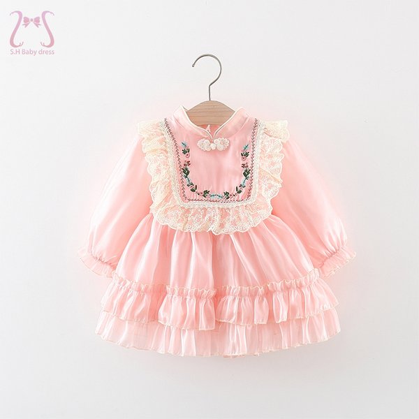 Robes de cour en dentelle à manches longues pour bébés filles, vêtements pour enfants, costume pour enfants, style européen et américain, automne, hiver, 0 à 3 ans