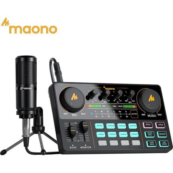 MaonoCaster AM200-S1 Audio-Interface Podcast-Studio Soundkarten-Set mit Mikrofon für Live-Streaming, Aufnahmen, YouTube, PC/Handy