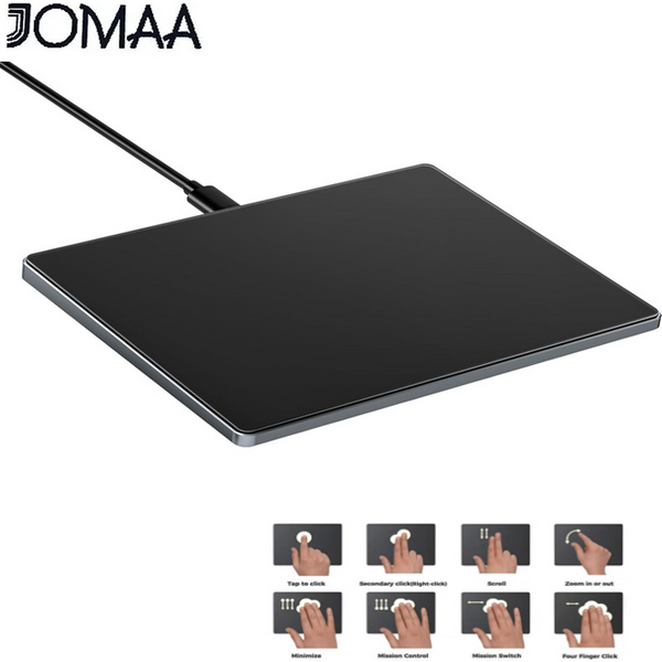 JOMAA Verbesserte Trackpad-Touch-Maus mit Glatter Glasoberfläche, Multi-Touch, Schlanke Aluminium-USB-Kabel-Maus mit Touchpad für Windows-Computer