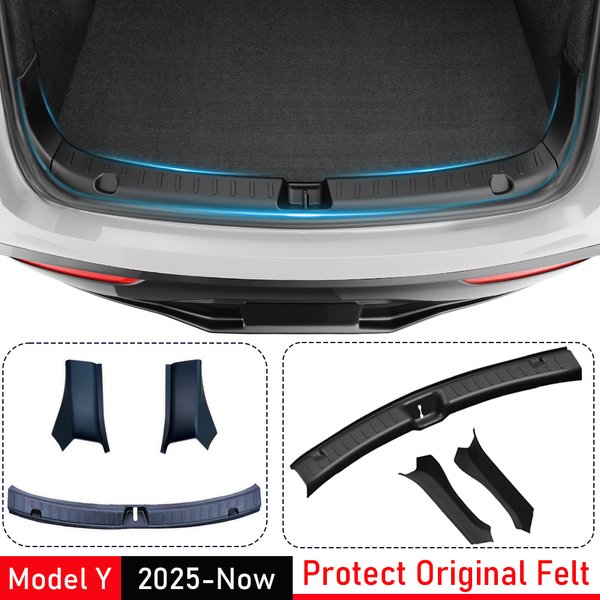 Listwa progowa bagażnika TPE do Tesla Model Y Juniper 2025 2026, mata ochronna na próg, tylna osłona bagażnika, ochraniacz przed kopaniem, akcesoria wewnętrzne