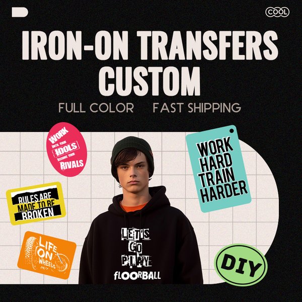 Autocollants personnalisés à thermocoller, autocollants en vinyle, impressions par transfert thermique pour vêtements, appliques thermiques pour t-shirts