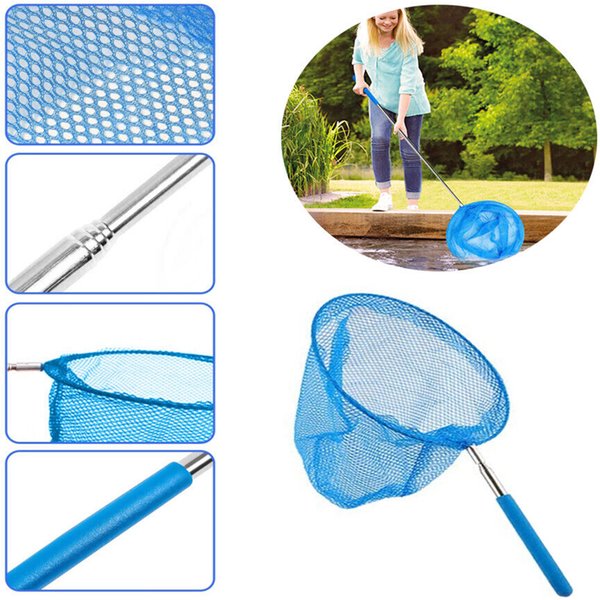 Filet de piscine télescopique, râteau, nettoyeur transparent, feuille, écumoire en acier inoxydable, cadre en maille, filet de poisson d'extérieur pour enfants, nouveauté 2023
