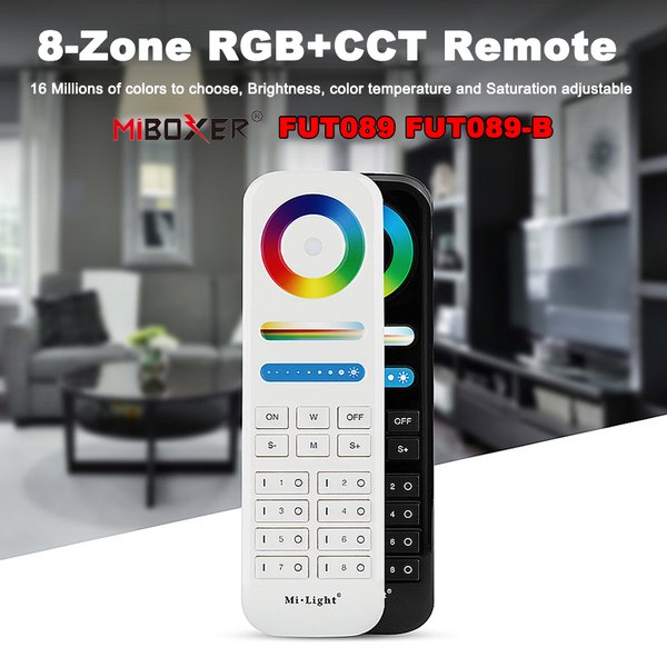 Miboxer Milight FUT089 2.4GHzRF groupe 8 zones RGB + CCT télécommande tactile pour lampes CCT RGB RGBW RGBCCT monochrome ou série de bandes LED