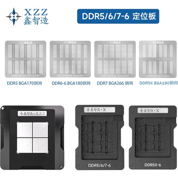 XZZ solder paste/solder ball stencil for DDR5 DDR5X DDR6 DDR6X DDR7 BGA170 BGA180 BGA190 BGA266 Direct heating planting platform
