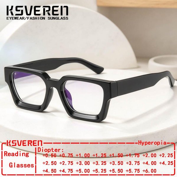 Trendige quadratische Anti-Blaulicht-Lesebrille für Damen und Herren, klassische Designer-Klare Presbyopie-Brille, optische Brillen mit Sehstärke