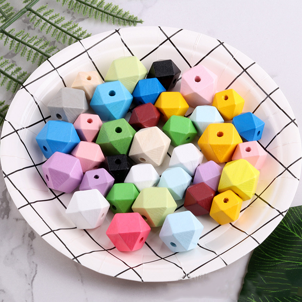 NANA 10/20PCS Großhandel Schmuck Benutzerdefinierte 16mm 20mm Gemischte Farbe Ahorn Achteckige Polygonale Durch Loch Holz Lotus gras Perlen