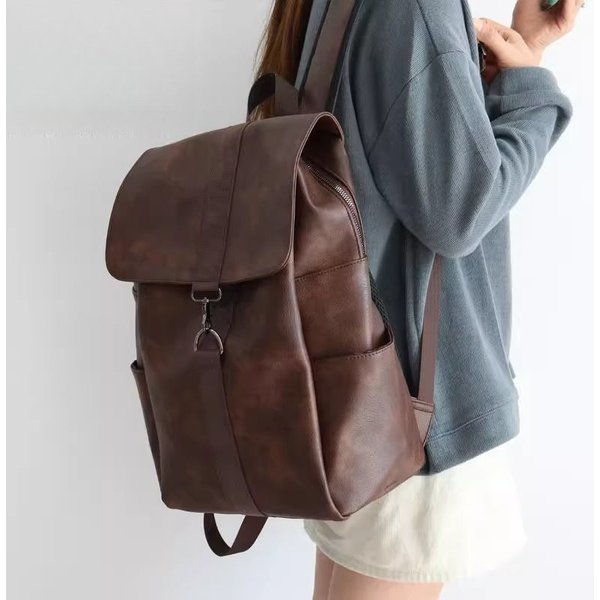 Damen-Büchertasche Rucksack Frauen Großer Kapazitäts-Rucksack Handtaschen Hochwertige PU-Leder Vintage Schultaschen Reiserucksack