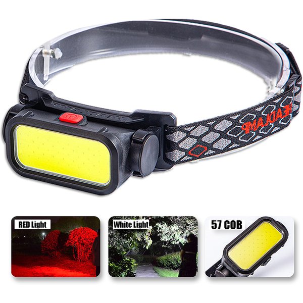 Powerful COB LED Headlamp USB Rechargeable 4 Modes Lighting Head Flashlight With 18650 Built in Battery Camping Fishing Lantern