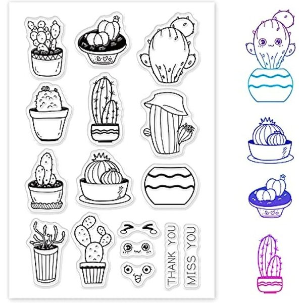Timbres transparents Cactus, sceau en Silicone Transparent pour la fabrication de cartes, décoration et bricolage de Scrapbooking