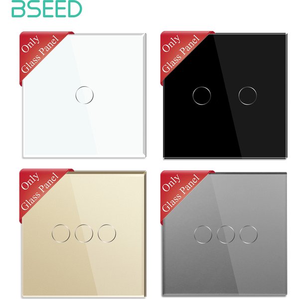 BSEED – panneau de commutation tactile mural unique, 1/2/3 boutons, pour interrupteur de lumière, pièces de bricolage en verre de cristal, norme ue 86x86mm, Base métallique incluse