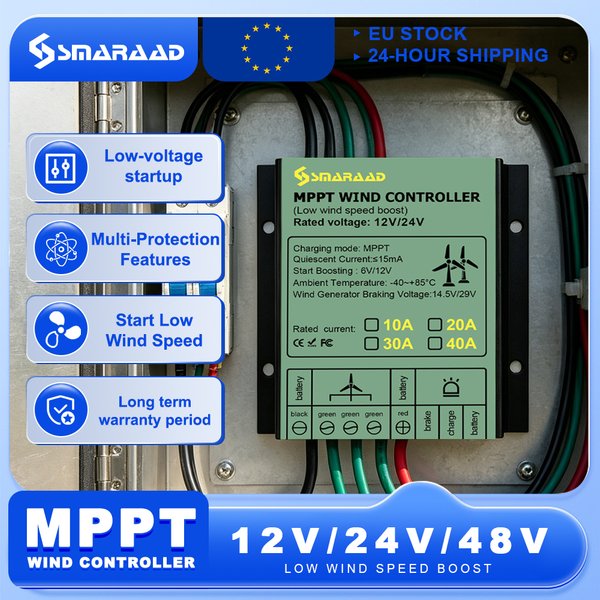 SMARAAD MPPT Windturbinen-Laderegler 12V 24V AUTO 48V Wasserdichter Regler für 100W-3000W Kleine Windkraftanlagen