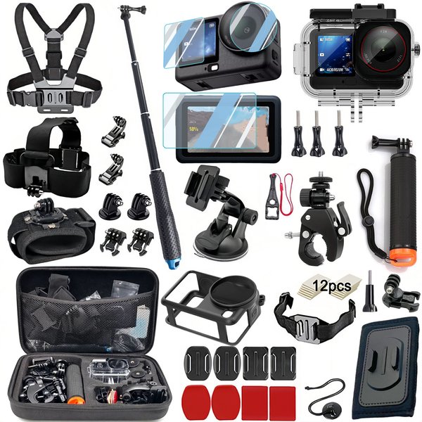 Zubehör-Set für DJI Osmo Action 6 Wasserdichtes Gehäuse Tauchgehäuse Silikonhülle Glasdisplayschutzfolie Komplettes Bundle-Set