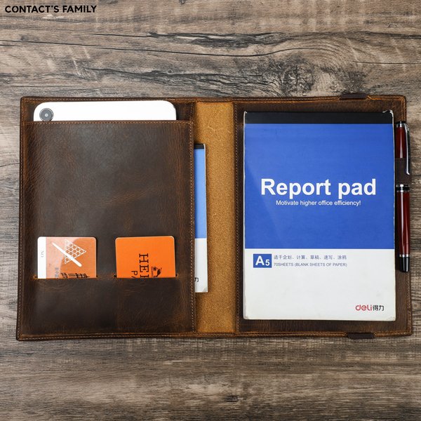 Portefeuille Vintage en cuir Crazy Horse pour iPad, Mini étui A5, livre, dossier de fichiers de voyage, fourniture de papeterie scolaire et de bureau