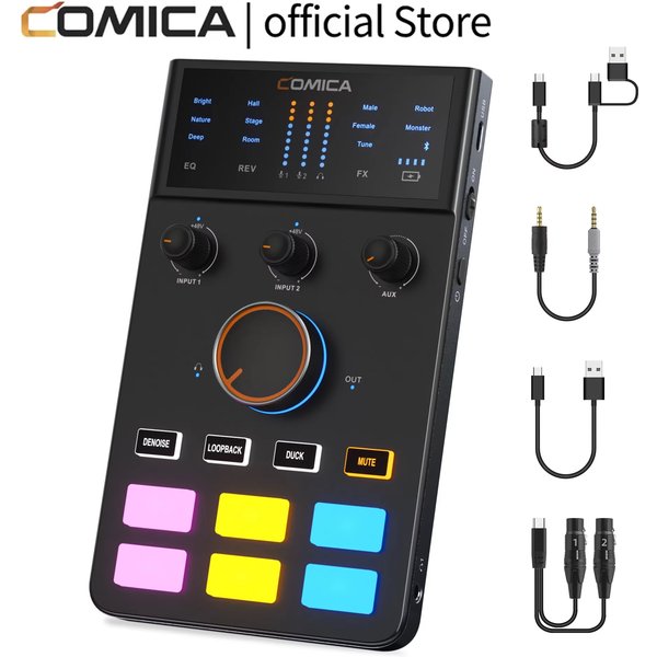 COMICA ADCaster C1, interface audio avec connexion Bluetooth pour le streaming, les jeux, le podcasting, carte son pour iMAC, iPhone et Android.