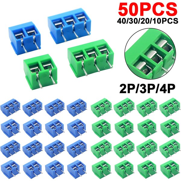 10/50 sztuk PCB złącze listwy zaciskowej skok 5.0mm KF301 prosty Pin 2P 3P śruba PCB listwy zaciskowe zestaw asortymentowy złącza