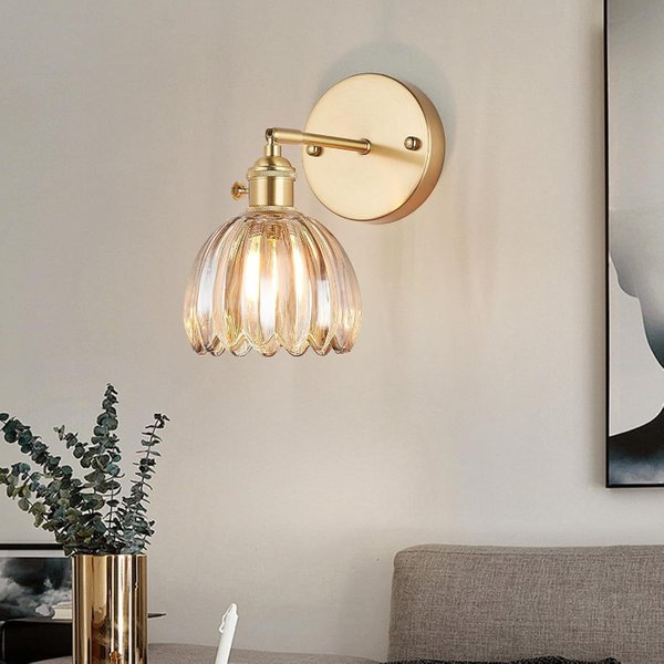 Szklana Lampa Ścienna Vintage Zielony Tulipan Kinkiet Nowoczesny Prosty Salon Sypialnia Korytarz Restauracja Dekoracyjne Oświetlenie Wewnętrzne Okablowanie
