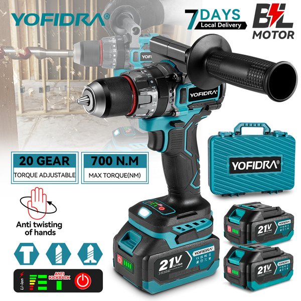 YOFIDRA 700N.M Bürstenloser Elektro-Schlagschrauber, Akku-Schraubendreher, für Platten, Boden, Holzbearbeitung, Elektrowerkzeug, kompatibel mit Makita-Akkus.